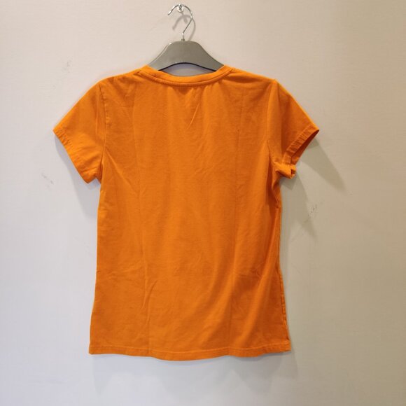 Solid Orange T-Shirt with Minimalist Graphic Heart on Chest | Small - Picture 4 of 5